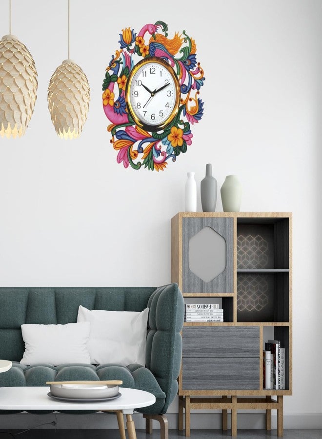 APS ART PLUS STORE متجر APS ART PLUS: ساعة حائط خشبية بتصميم طاووس، مناسبة لتزيين جدران المنزل والمكتب، وساعة حائط خشبية لتزيين جدران غرفة المعيشة. - Image 3